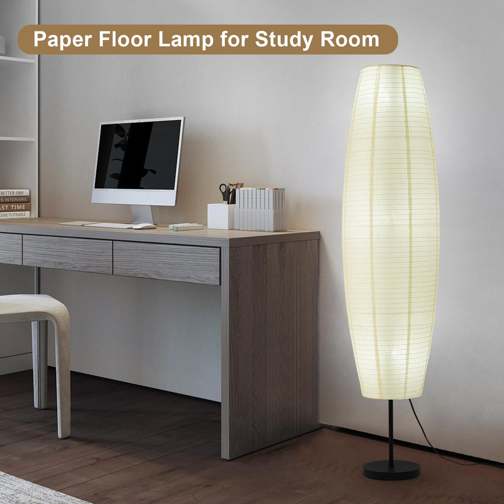 Off-White Paper Lamp Paper Floor Lamp, 3-Lights Bulbs Included