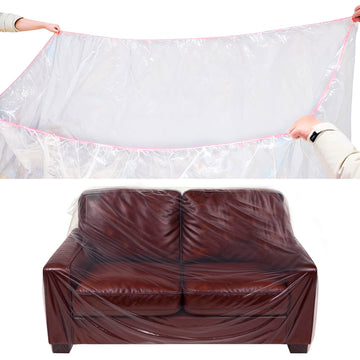 Plastic Loveseat Cover Furniture Cover with Elastic Band, Clear Sofa Cover Protector for Moving and Storage