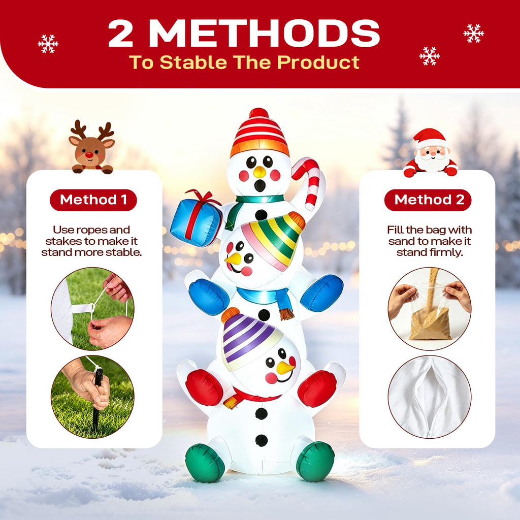 5.9 FT Christmas Inflatable Stacking Snowman Outdoor Decorations