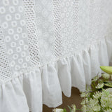 White Cotton Tablecloth Ruffled Lace Embroidered Fabric Tablecloths Rustic French Washable Table Cov
