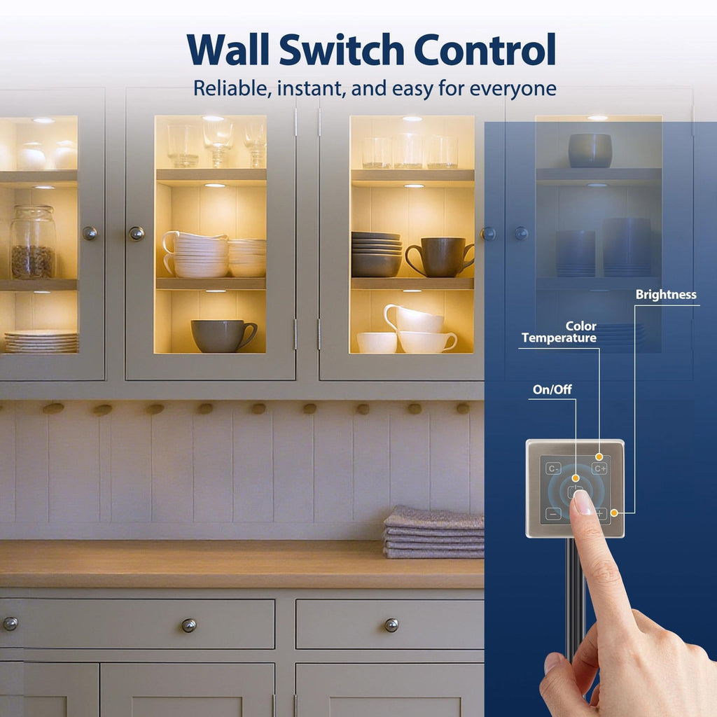 Wired LED Puck Lights, 6 Pack, Plug-in Under Cabinet Lighting