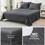Queen Comforter Set Seersucker 7 Pieces, All Season Luxury Bed in a Bag, Bedding Set with Comforters, Sheets