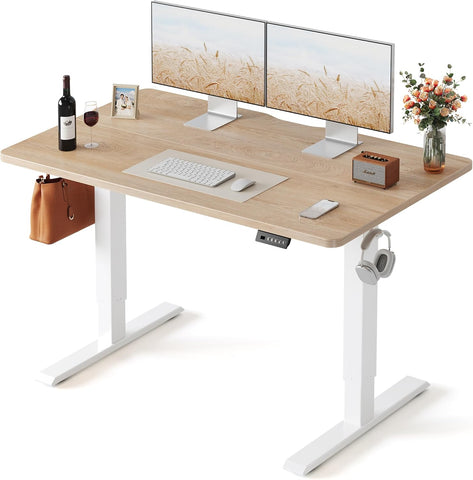 Standing Desk, 48 × 24 Inches Electric Height Adjustable, Sit and Stand Up, Computer Office Desk with Splice Board