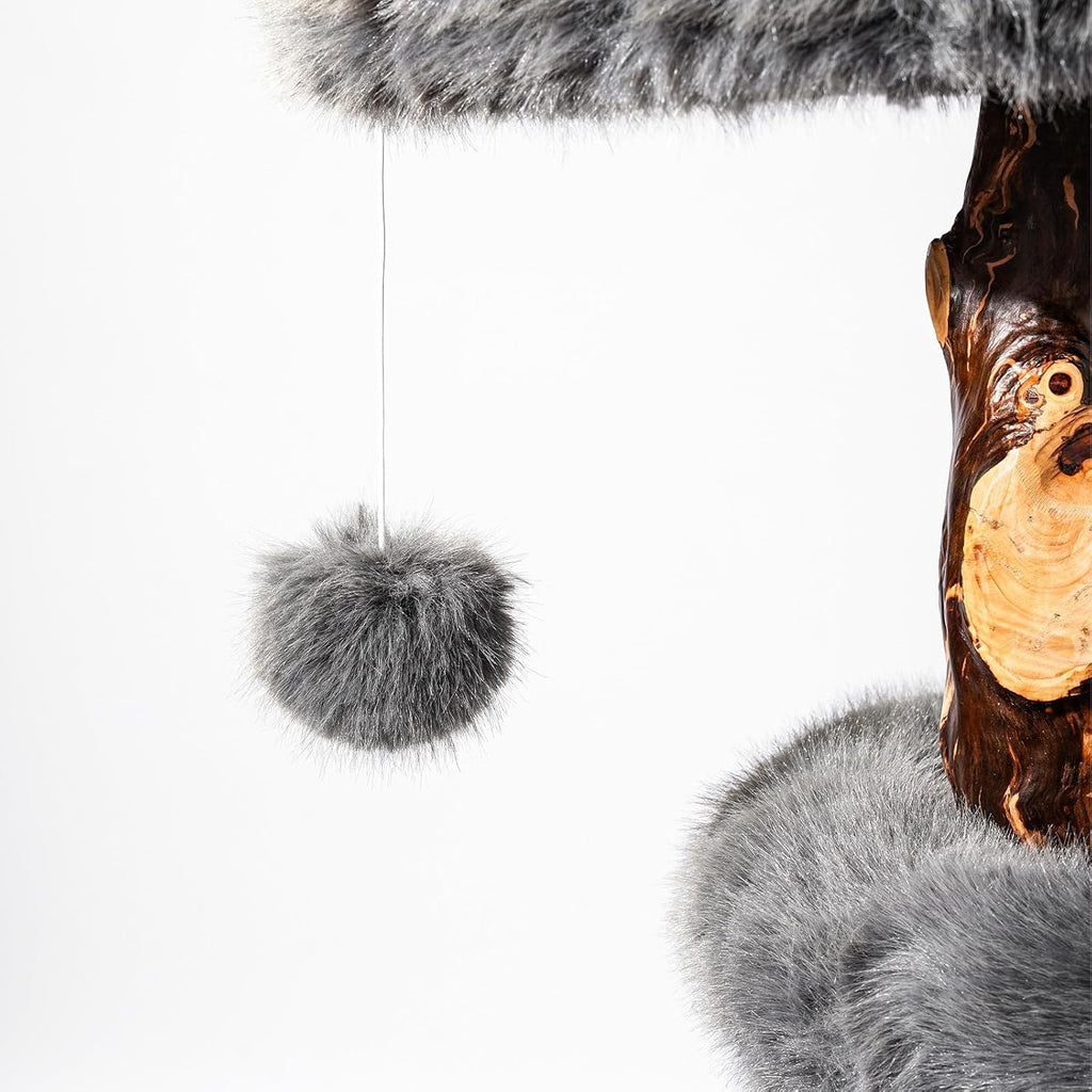 Aesthetic Cat Tree Tower for Large Cats, Modern Cat Tree for Maine Coon Indoor Cats with Faux Fox Fur, Maine Coon Cat