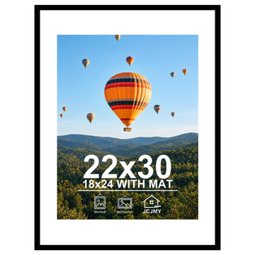 22x30 Picture Frame with 18x24 Mat, Display Photo 18x24 with Mat or 22 x 30 Without Mat, Wall Hanging Large 22 by 30