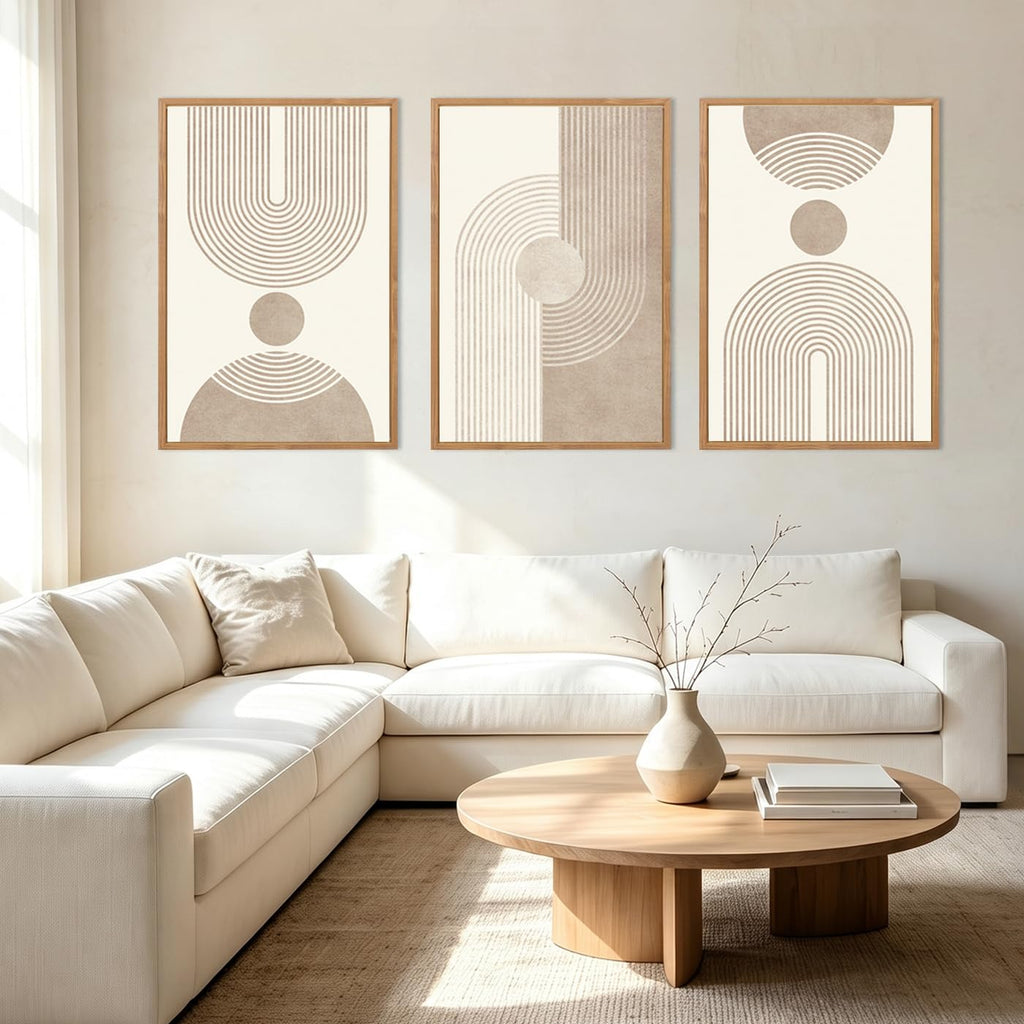 Neutral Abstract Wall Art Beige Large Wall Decor Boho Mid Century Modern Artwork Art Print Bedroom Office 24"x36" Set