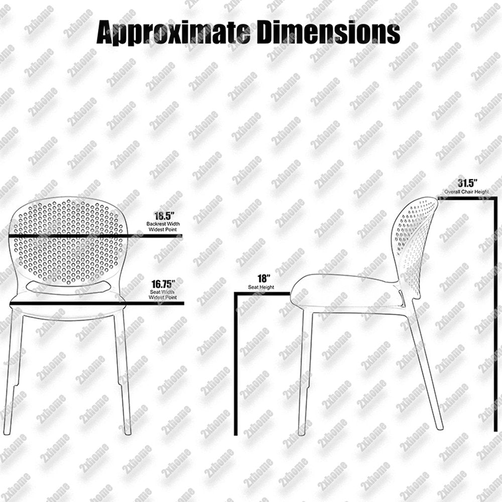 Set of 2 Patio Dining Chairs | Modern Stackable Outdoor Pool Side Chair | Weather Resistant Plastic for Yard, Porch