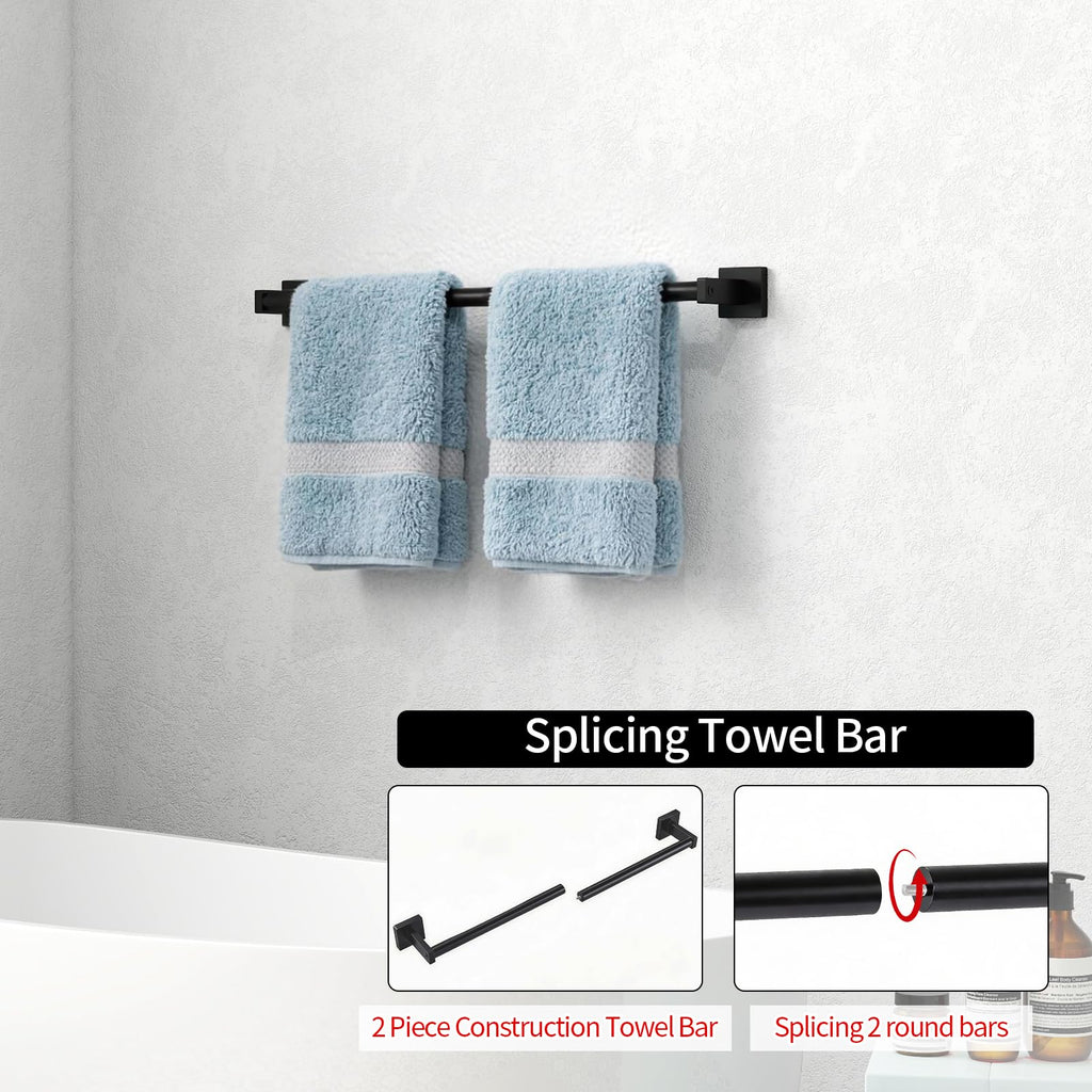 Towel Bar, 24" 2 Pack Wall Mounted Towel Rack, Black