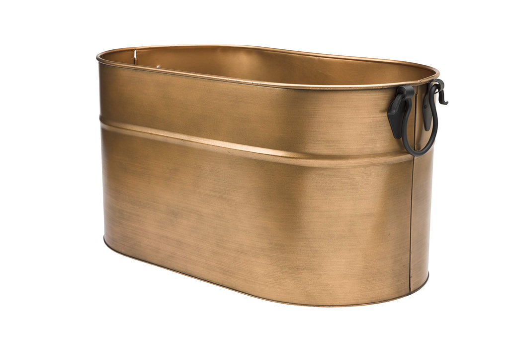 Vintage-Style Antique Copper Firewood Bucket with Wrought Iron Handles | Decorative Firewood Rack | Galvanized Steel