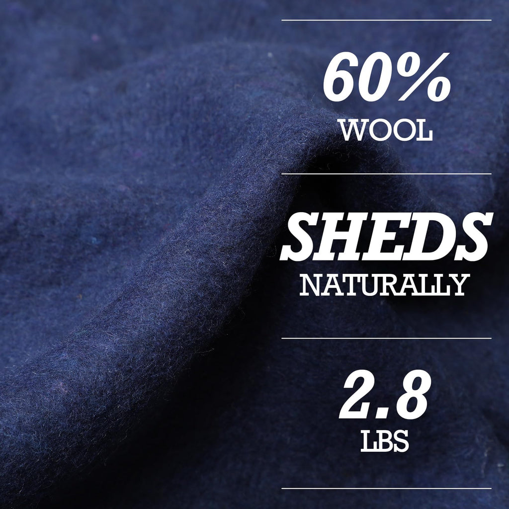 3 Pieces Wool Camping Blanket Fire Retardant Emergency, Navy