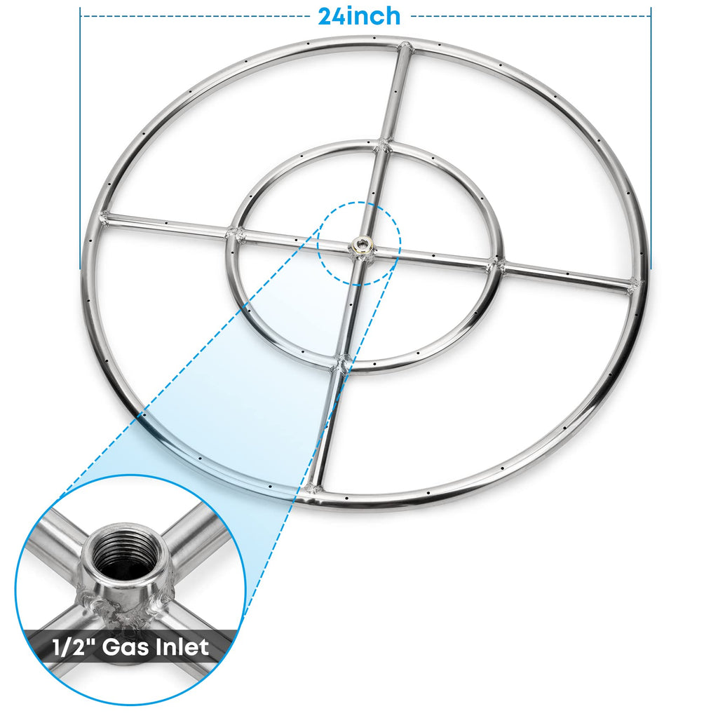 Propane Gas Fire Pit Stainless Steel Burner Ring Installation Kit