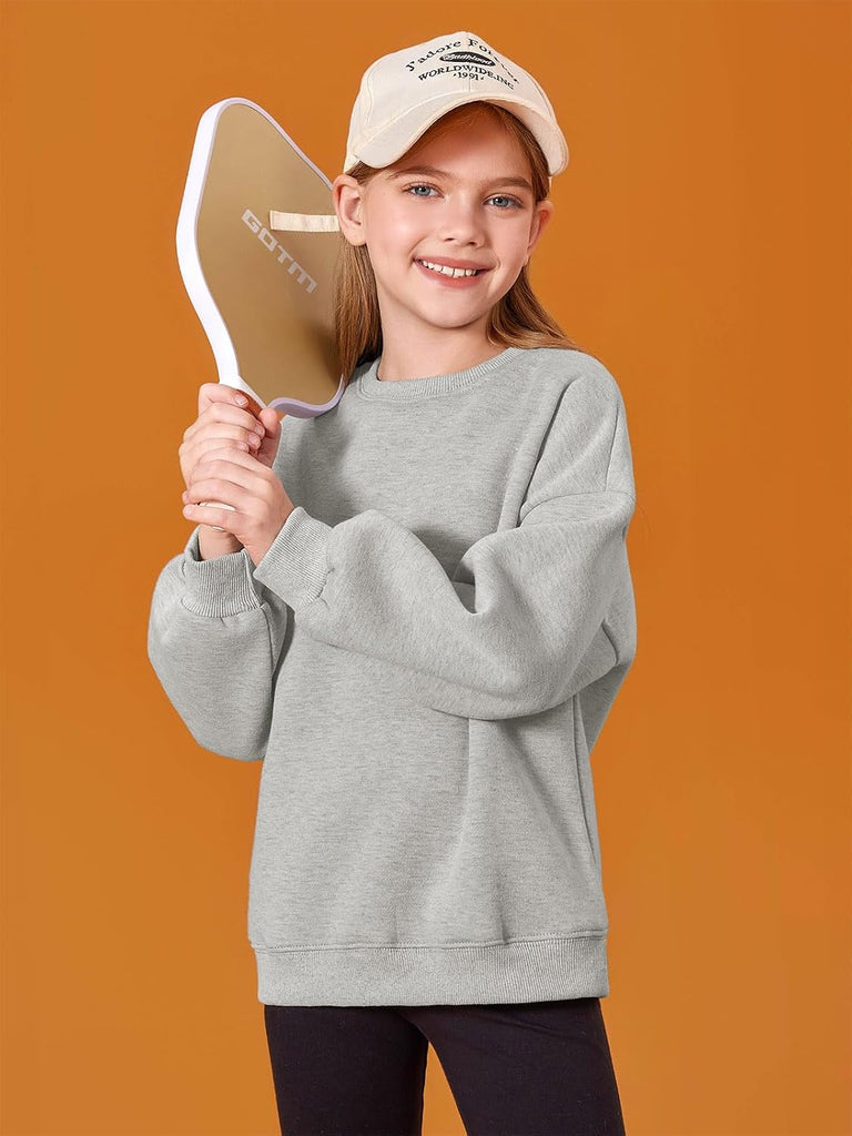 Girls Oversized Crewneck Sweatshirts Kids Fleece Pullover Tops
