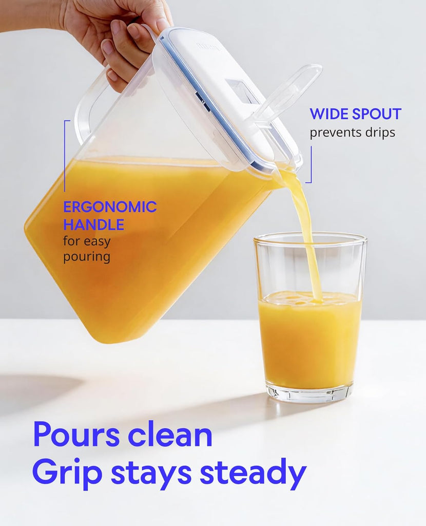 Aqua Fridge Door Water Jug | Clear Pitcher | BPA Free Plastic Pitcher with Lid | 2 Quart Pitcher with Lid for Water