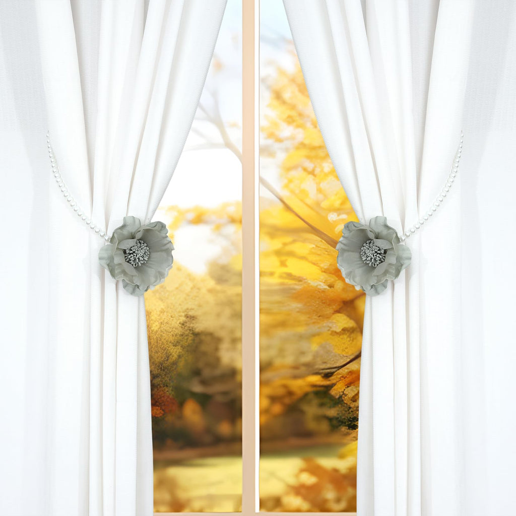 Pearl Flower Magnetic Curtain Tieback, Green