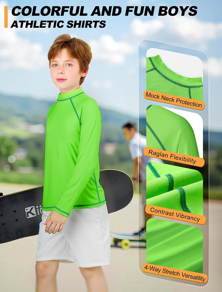 Boys Rash Guard Swim Shirt Long Sleeve Water Beach UPF 50+ Sun Protection