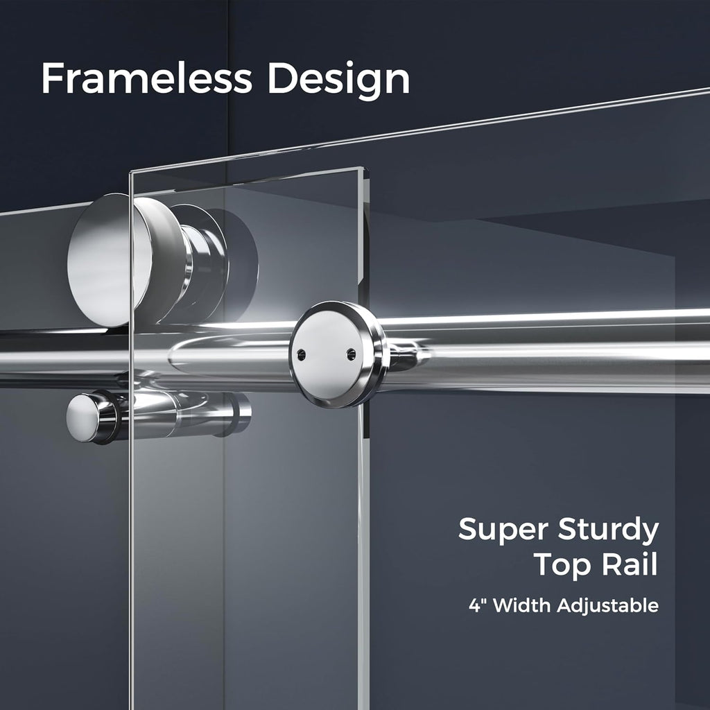 Frameless Shower Door, 56-60" W x 75" H Sliding Shower Doors