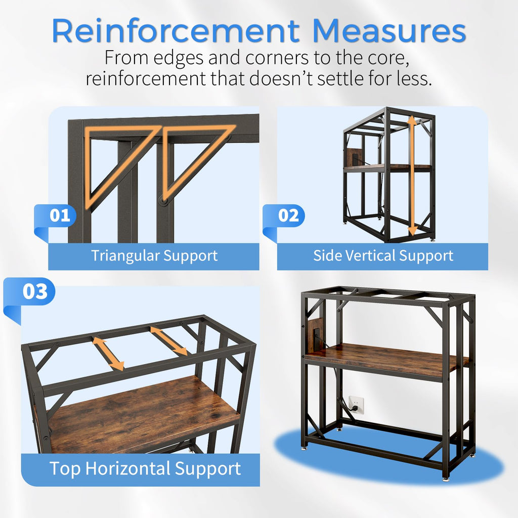 20-29-37 Gallon Fish Tank Stand with Power Outlet, Adjustable Aquarium Stand, Heavy Duty Terrarium Stand, Metal Frame