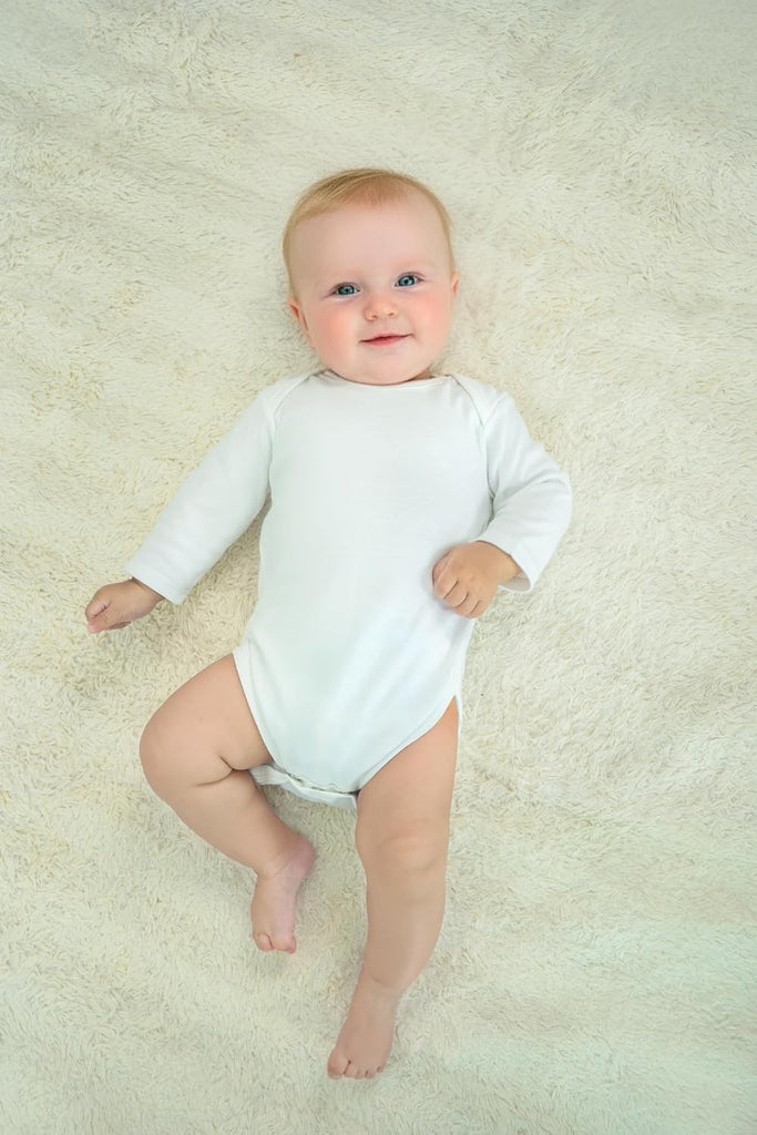 White Baby Onesies, Breathable Long Sleeve Bodysuits, 4 Pack, 0