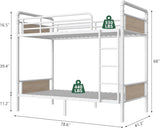 Metal Bunk Bed Twin Over Twin, Industrial Bunkbeds Heavy Duty Bed with Safety Guard Rails and Space-Saving Design