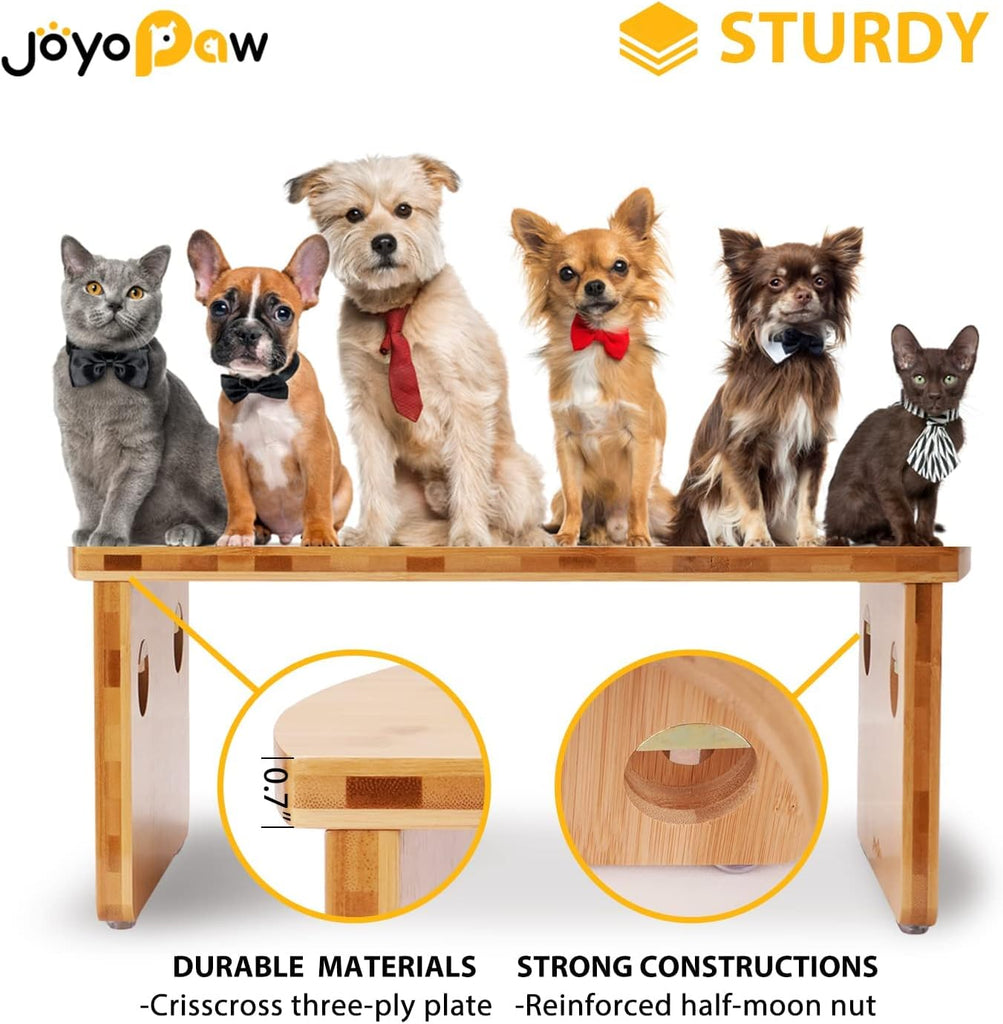 Elevated Dog Bowls, Bamboo Raised Dog Bowl Stand (4" Tall)