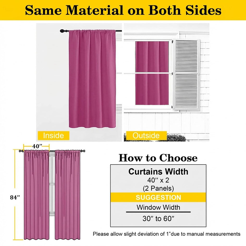 Blackout Curtains 84 Inch Length 2 Panels Set, Soft Solid Thermal Insulated Room Darkening Curtains 84 Inches Long