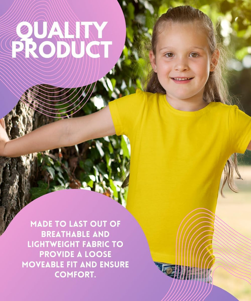 Girls 4 Pack Short Sleeve Quick Dry-Fit Moisture Wicking Active Athletic Performance Crew Neck T-Shirts
