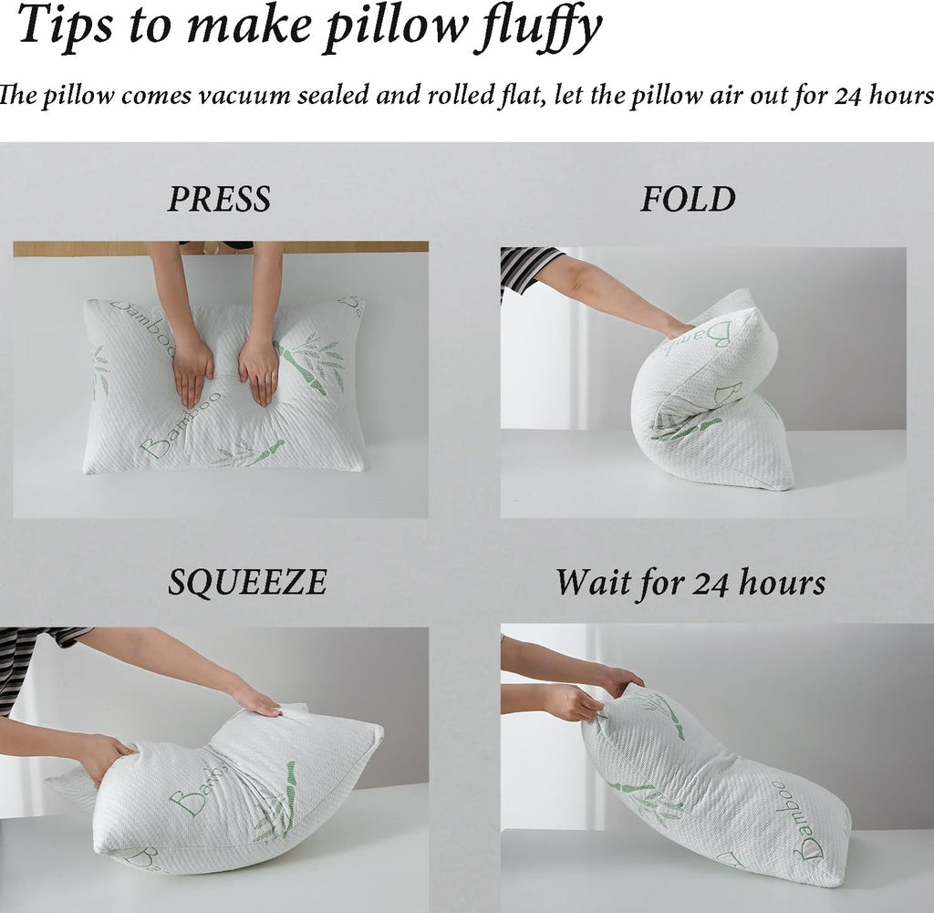 King Size Memory Foam Pillows Set of 2, Bed Pillow for Sleeping, Firm Pillow Gel for Neck Support, Hotel Quality Bed