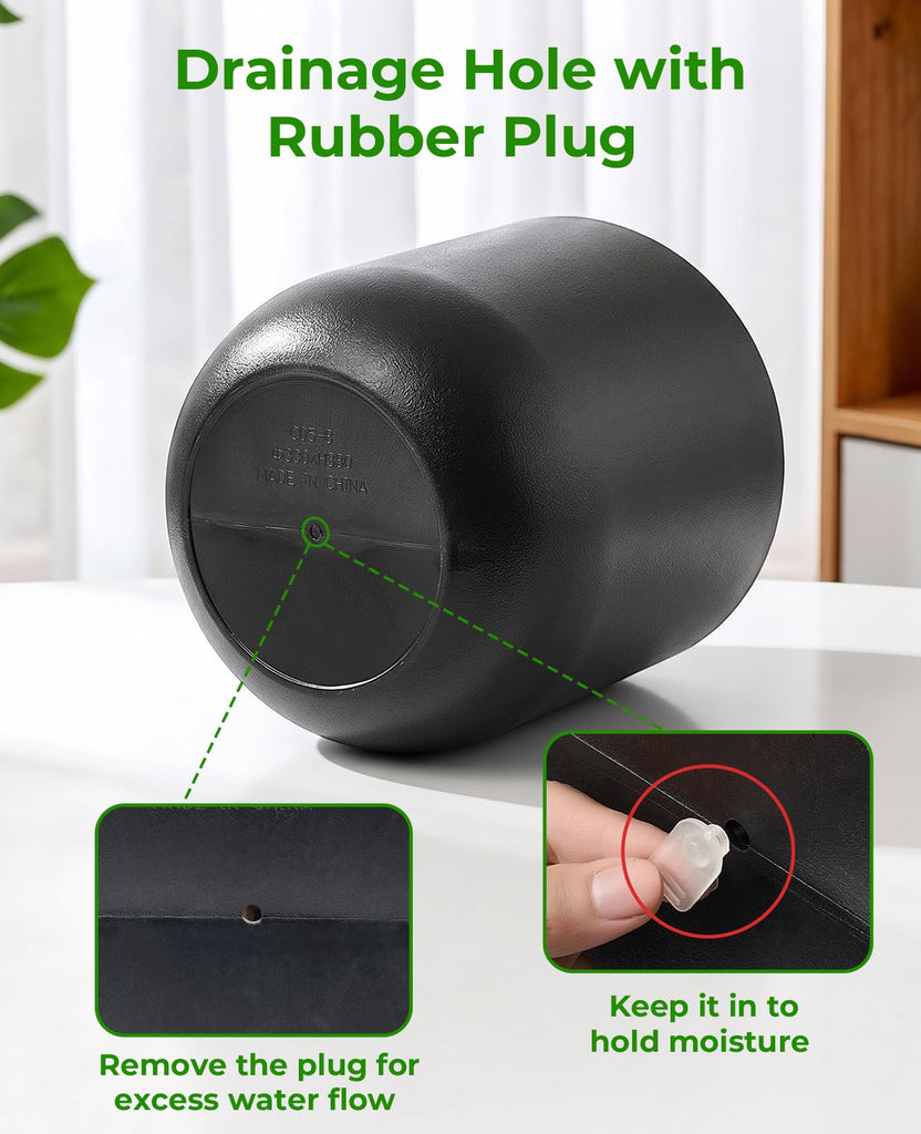 13/11.5/10 Inch Large Plastic Flower Pots with Drainage (3 Pcs)