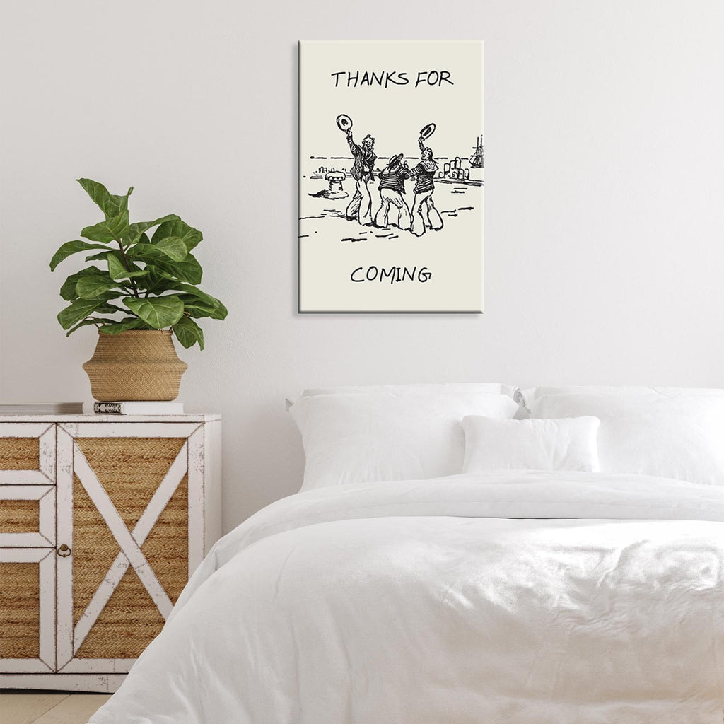 Black White Funny Nautical Room Aesthetic Poster, Vintage Thanks for Coming Canvas Wall Art, Trendy Sailor Men