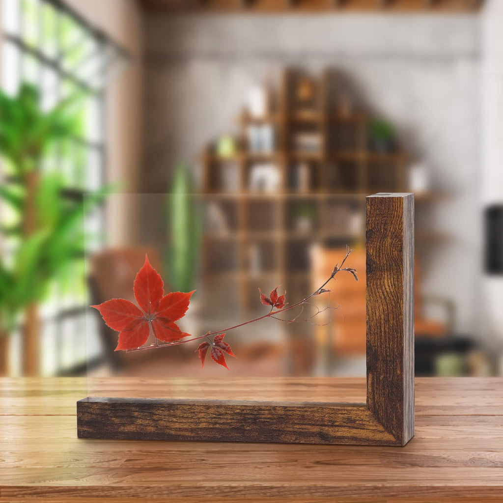 4x6 Picture Frames Set of 2, Rustic L Shaped Double Sided Frames Made to Display 4 by 6 inch Horizontal Vertical