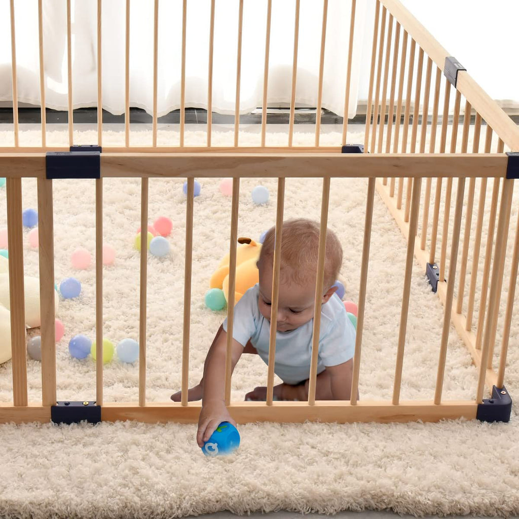 Baby Playpen,Wooden Playpen, Large Kids Play Fence,Play Center Yard,Indoor & Outdoor Safety Play Area,Kids Safety