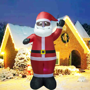7.5 ft Black Santa Claus Inflatable Christmas Indoor and Outdoor Decoration with LED Lights Blow up Lighted Yard Lawn