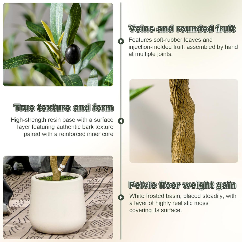 10ft Faux Olive Tree with White Pot & Moss, Artificial Olive Tree Indoor Outdoor, PE/PVC Leaves, Realistic Resin