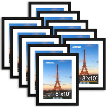 8x10 Picture Frame Set of 10, Photo Frame Bulk with HD Plexiglass, Display Pictures 5x7 with Mat or 8x10 Without Mat