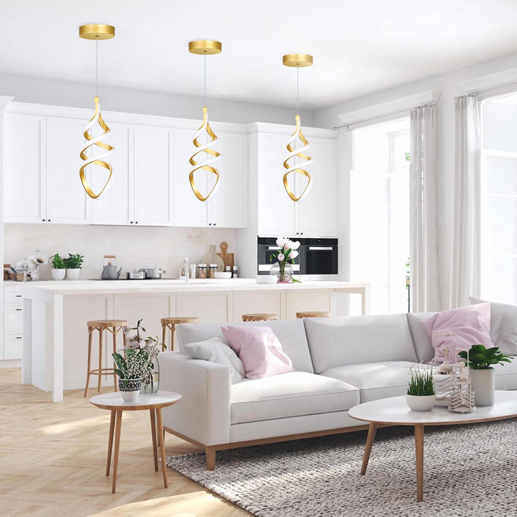 Pendant Lights,3 Pack Brushed Gold Pendant Lighting for Kitchen Island,LED Pendant Lights 3 Color Temperature,Modern