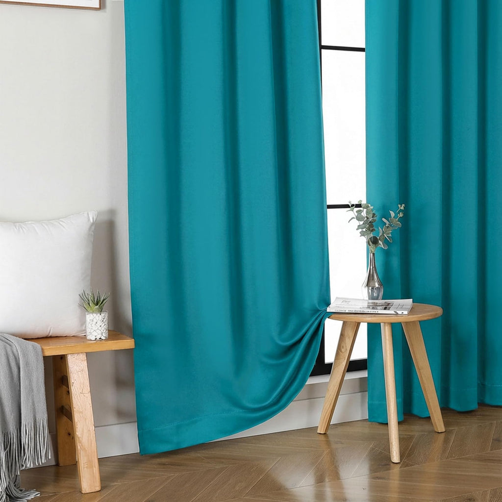 Teal Blackout Curtains Living Room 72 Inch Long 2 Panels