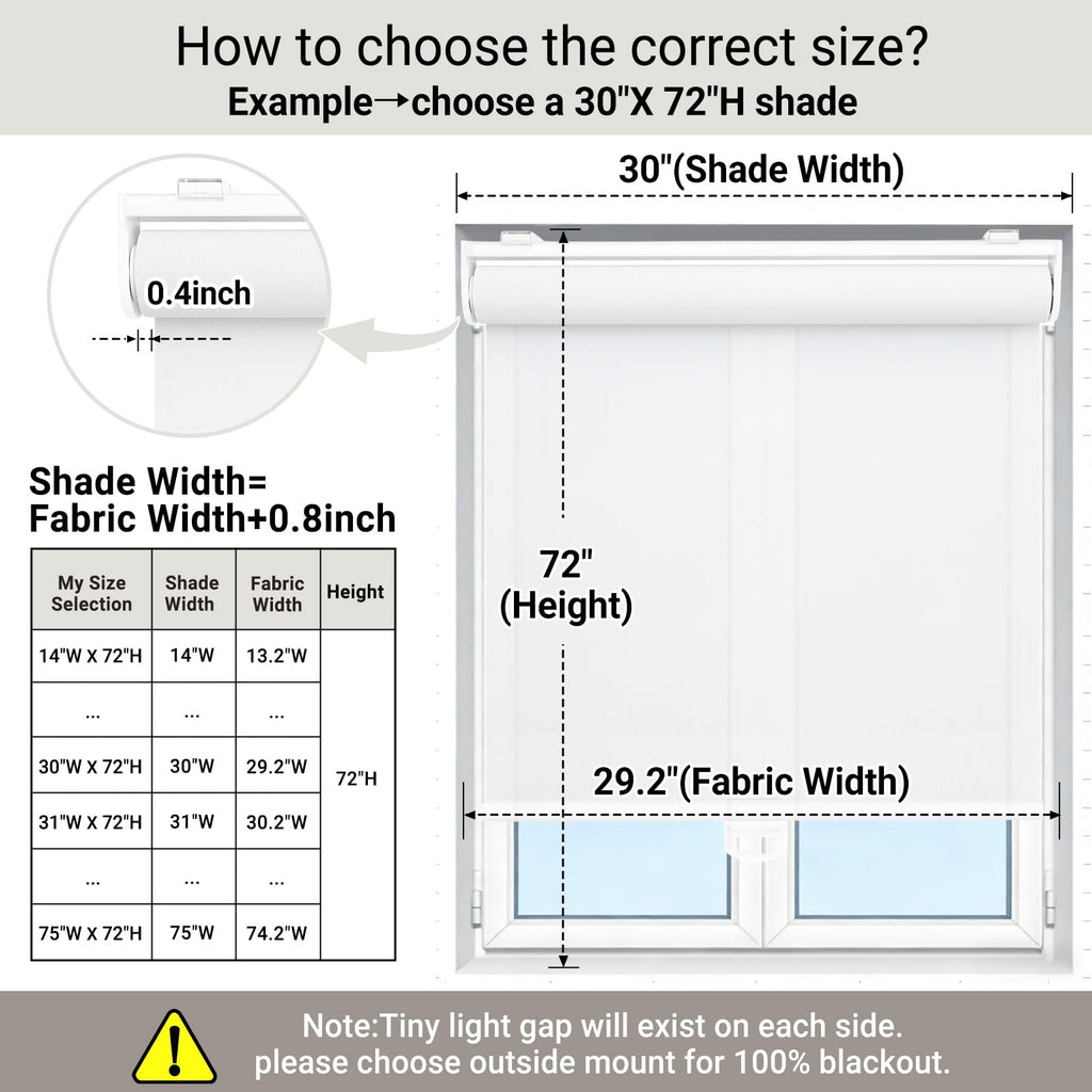 Light Filtering Solar Shades for Indoor Windows, White