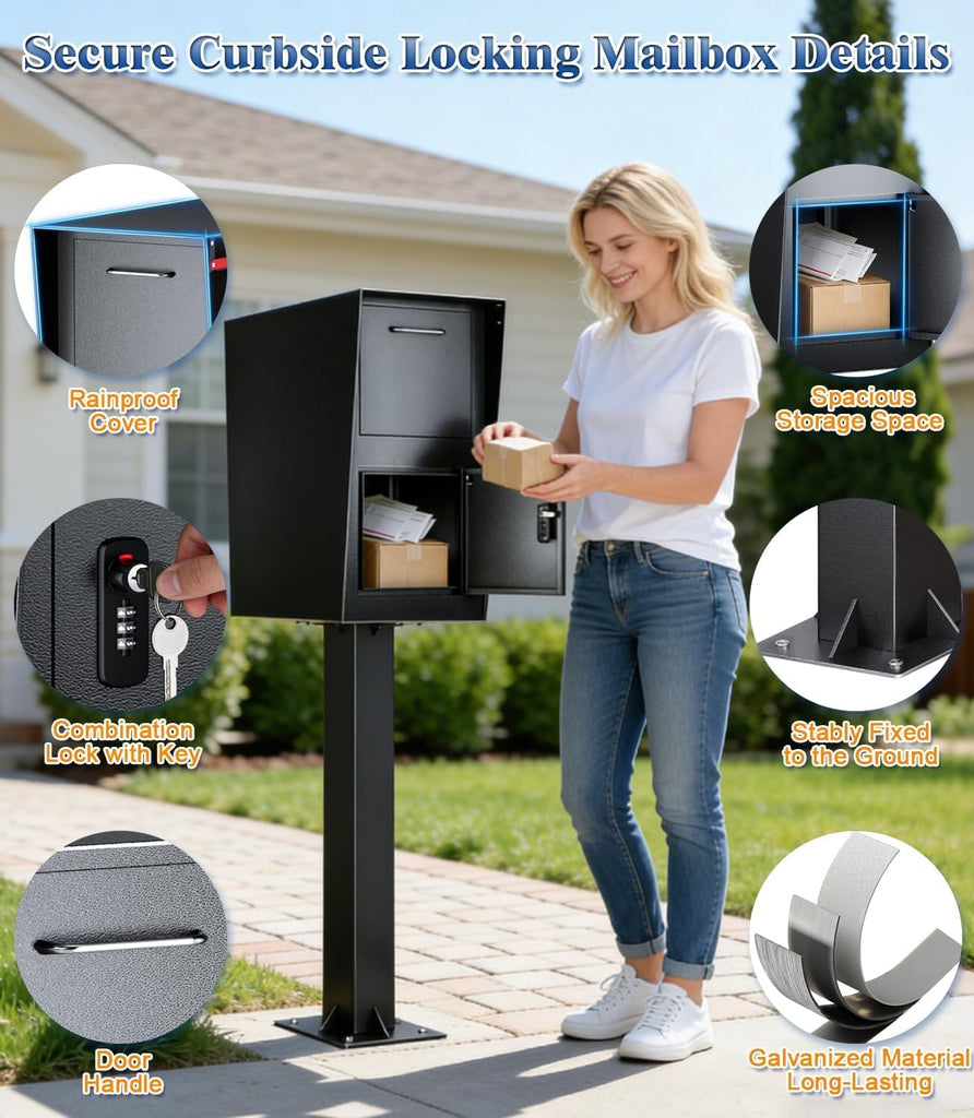 Post-Mount Mailbox, Mailboxes Weather Resistant, Large Outdoor Mailboxes