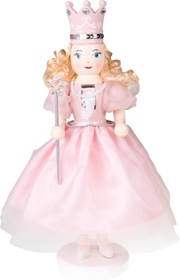 Sugar Plum Fairy 14 Inch Traditional Wooden Nutcracker, Festive Christmas Décor for Shelves and Tables