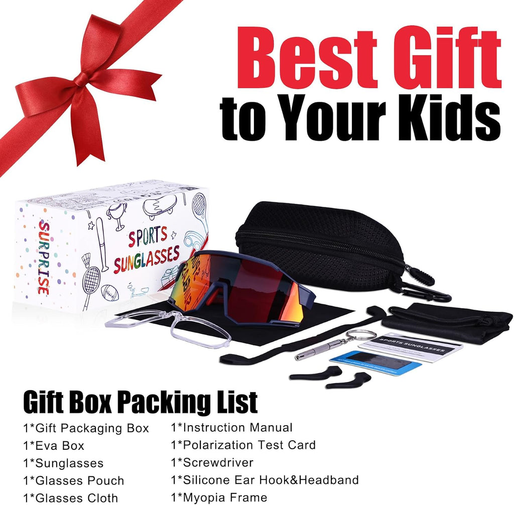 Polarized Kids Sunglasses, 21g Ultra-Light Youth Baseball Sunglasses
