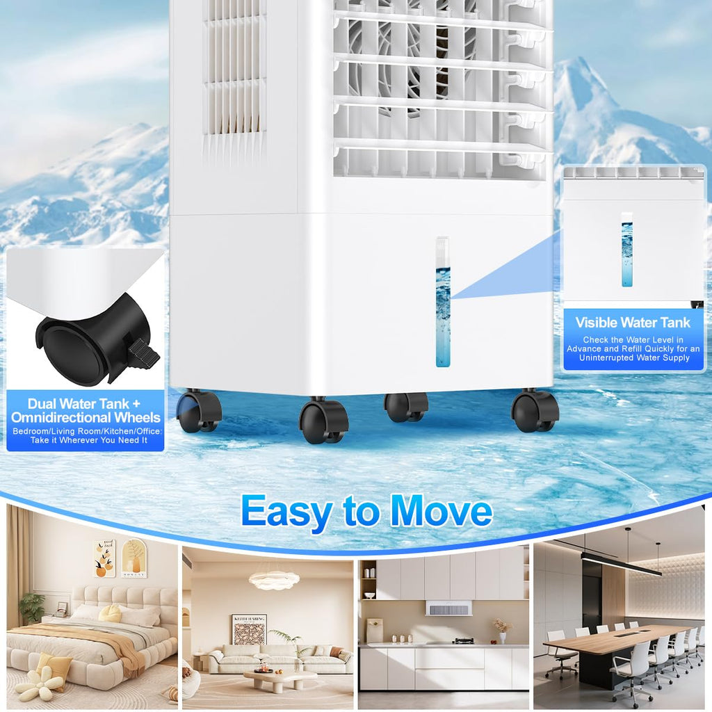 Portable Air Conditioners, 3-in-1 AC Cooling Fan 3 modes 3-Speed with Remote Control & 4 Ice Boxes