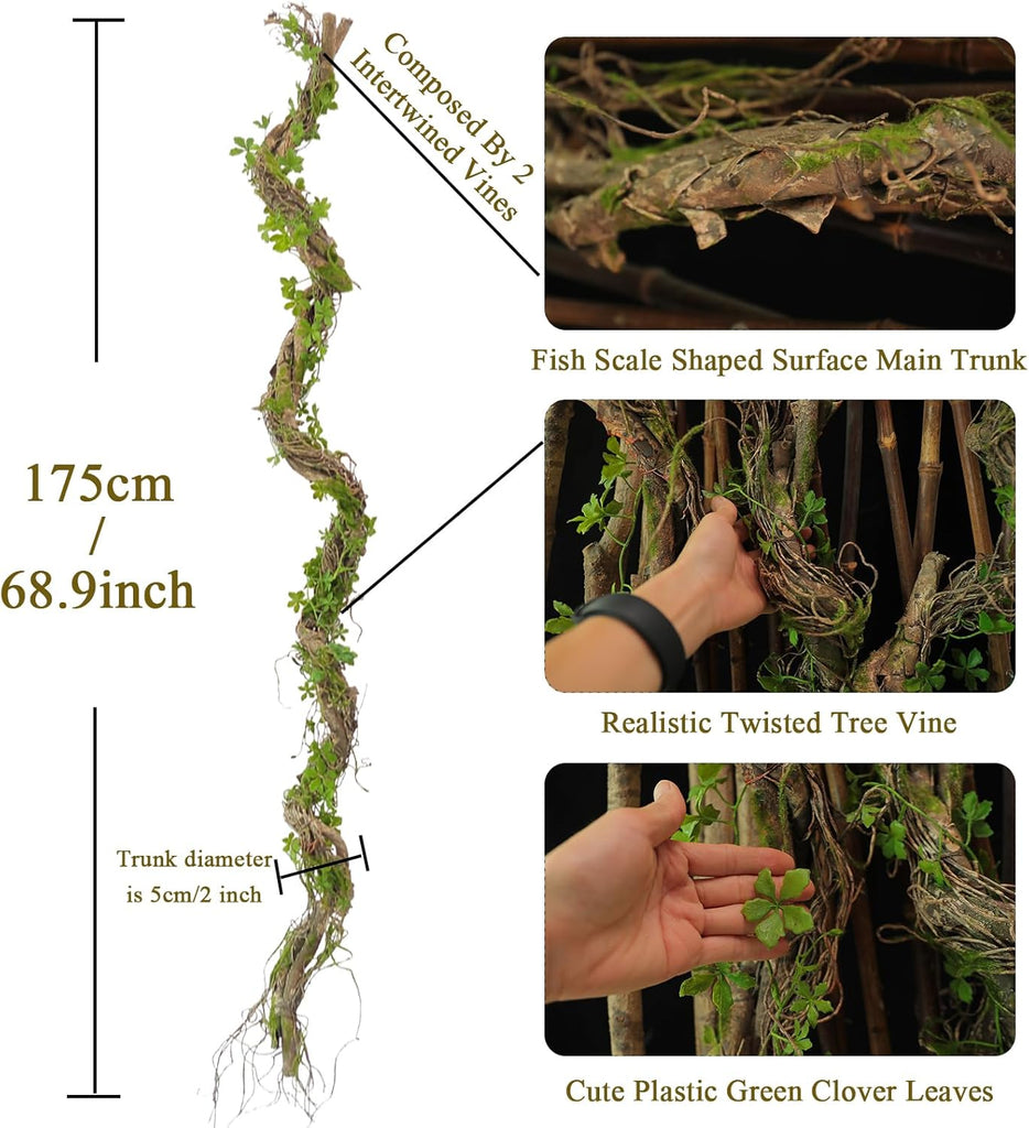 69" Faux Leaf Grapevine Moss Tree Branch Halloween Garland Decor