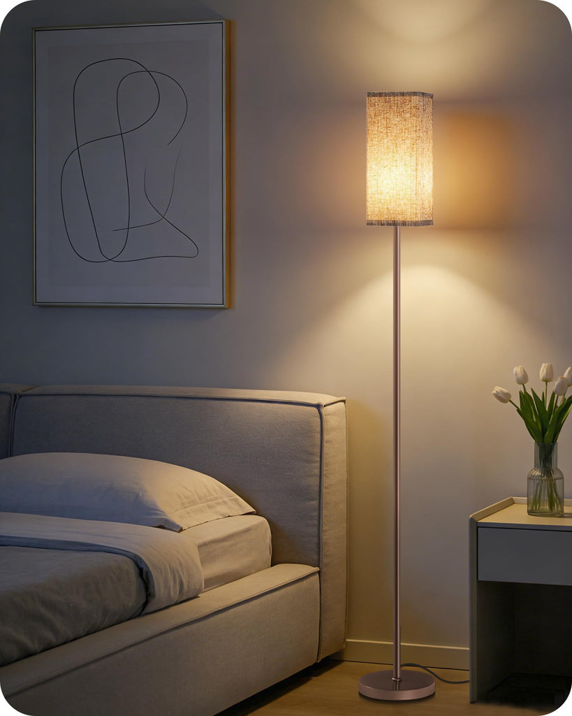 64.2'' Dimmable Floor Lamp with Remote and Foot Switch, Corner Floor Lamp, Includes 10W A19 Bulb, Modern Standing