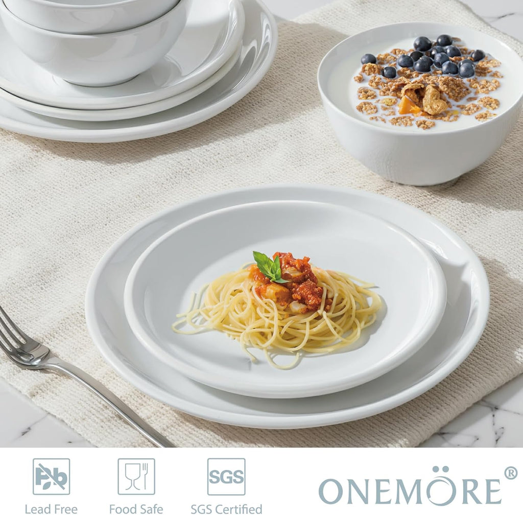 Plates and Bowls Set 12 Pcs,Stoneware Dinnerware Sets for 4 Microwavable,Oven & Dishwasher Safe Porcelain,Scratch