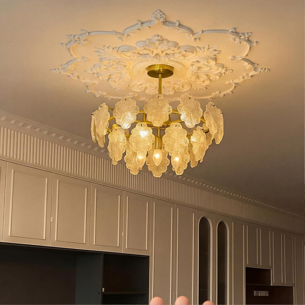 43.3'' Large PU Ceiling Medallion Combination Decorative 2.36'' ID French Style Chandelier Base Ceiling Medallion for