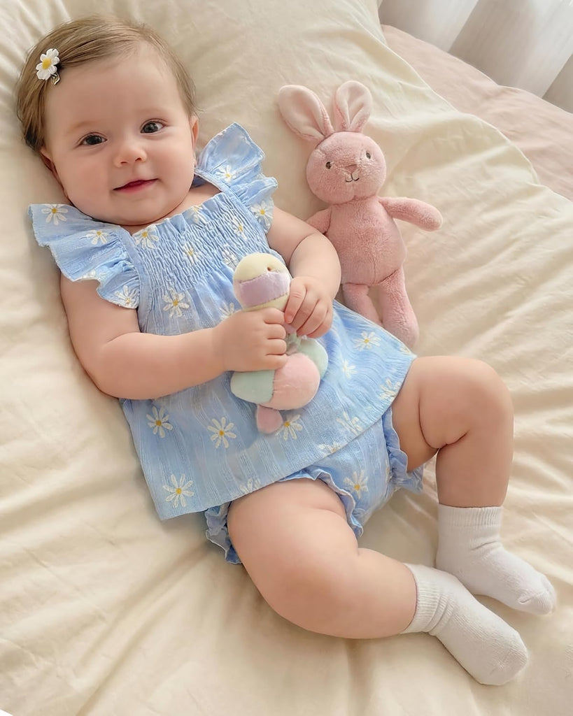 Newborn Baby Girl Summer Clothes Infant Girl Outfits Sleeveless Ruffle Top and Bloomers Shorts Set 0 3 6