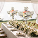 5 Arm Elegant Crystal Candle Holder,Candlestick, 22 Inch Tall Candle Holder Table Candelabra Event Party Table
