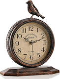 8-Inch Antique Mantel Clocks For Living Room, Retro Table Metal Silent Clocks For Fireplace