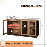 Sideboard Buffet Cabinet, Mixed Color Accent Cabinet with LED Lights