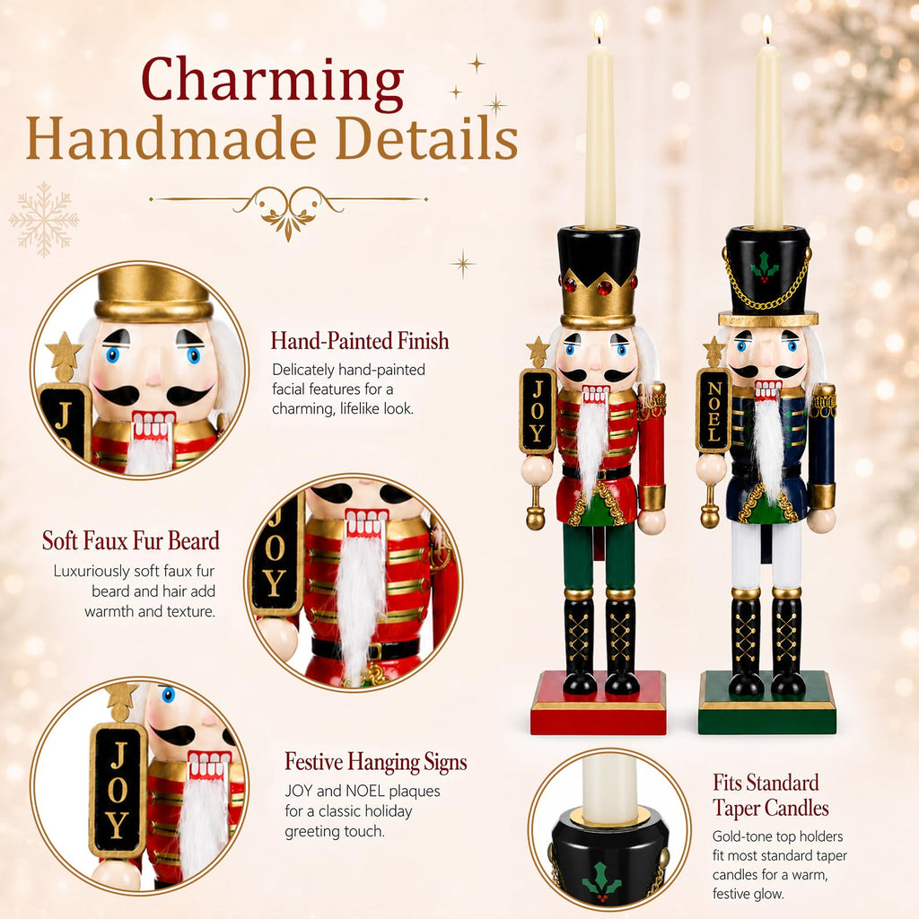 2 Pcs Christmas Nutcracker Candle Holder Nutcracker Candlestick
